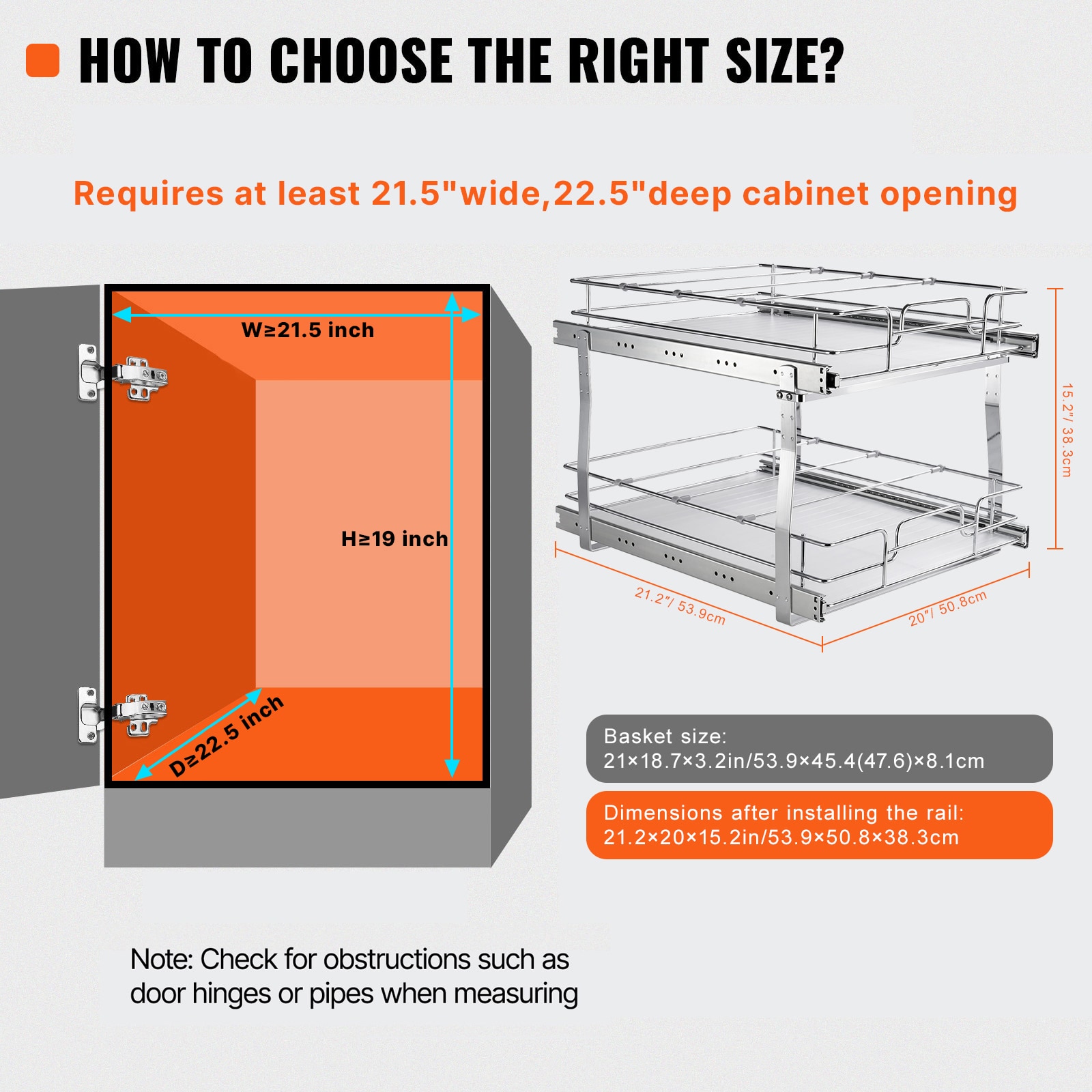 2-tier Pull-out Cabinet Organizer Heavy-duty Sliding Shelf System_voghion.com